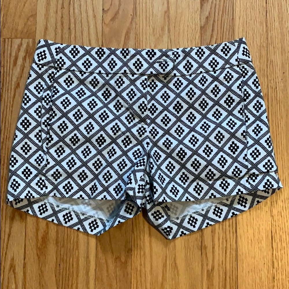 J.Crew black and white print shorts, size 00